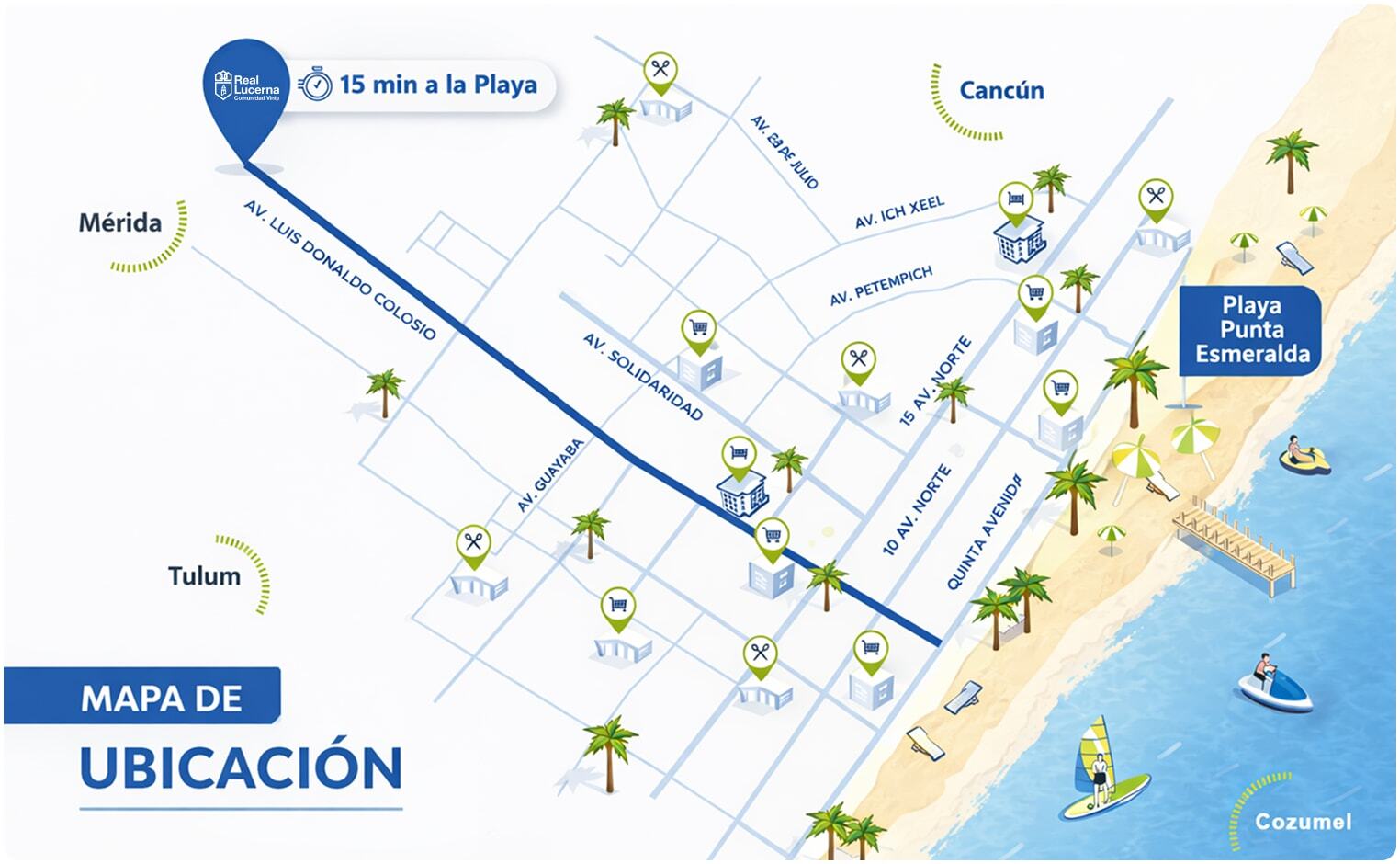 Mapa de ubicación Real Lucerna – Playa del Carmen